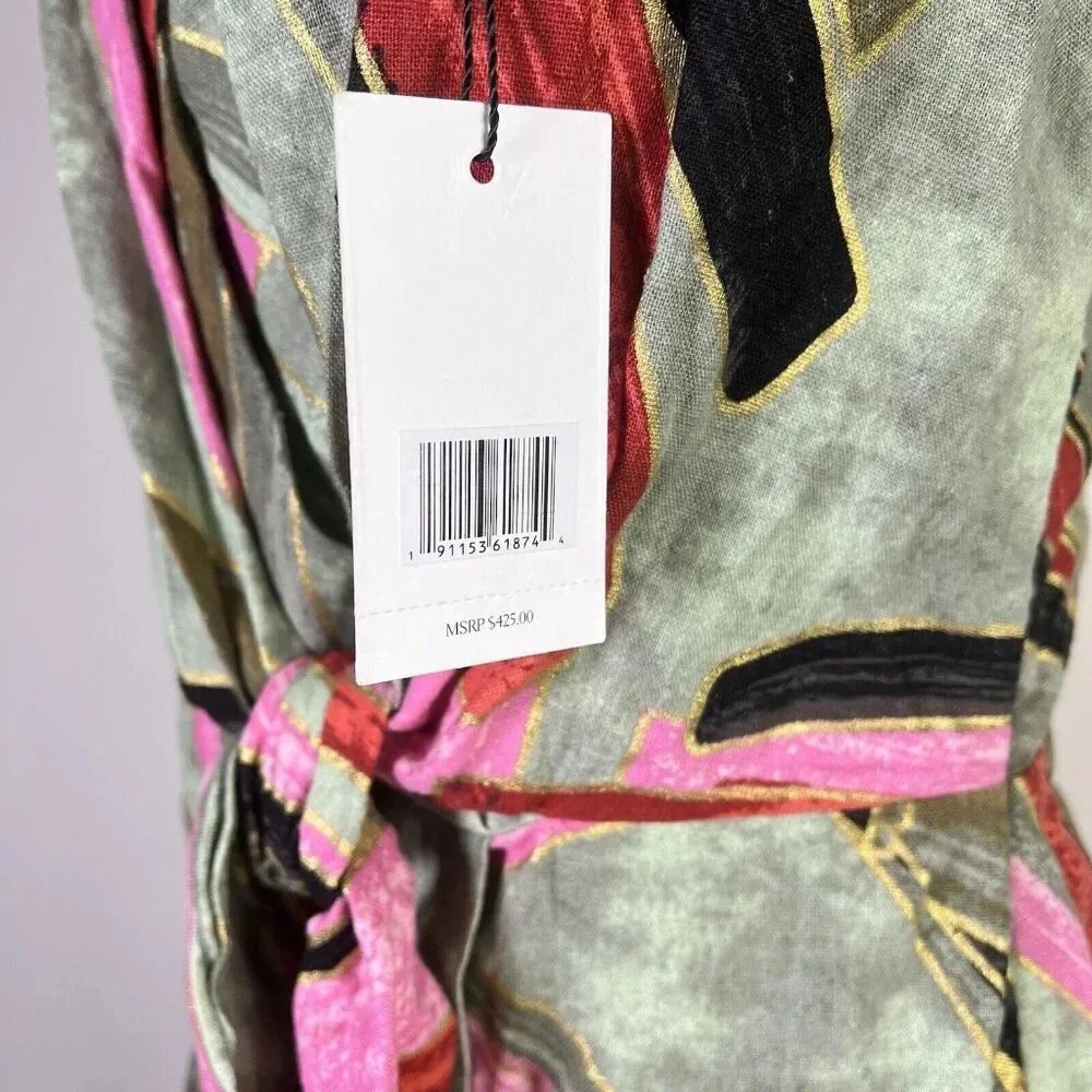 Jason Wu NWT Mini Sheath Dress Linen Blend Green Pink Tropical MSRP $425 - Picture 11 of 11